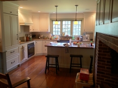 The new kitchen and renovated fireplace