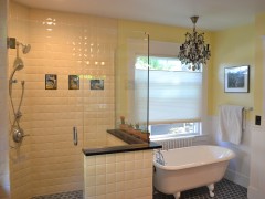 Motawi tiles , black soapstone and glass...